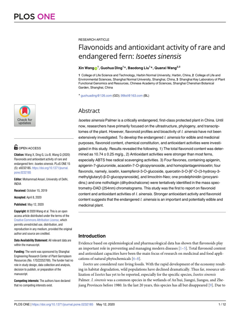 Flavonoids and Antioxidant Activity of Rare and en | PDF | Flavonoid ...