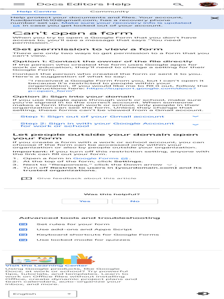 Can't Open A Form - Docs Editors Help | PDF | Operating System Families ...