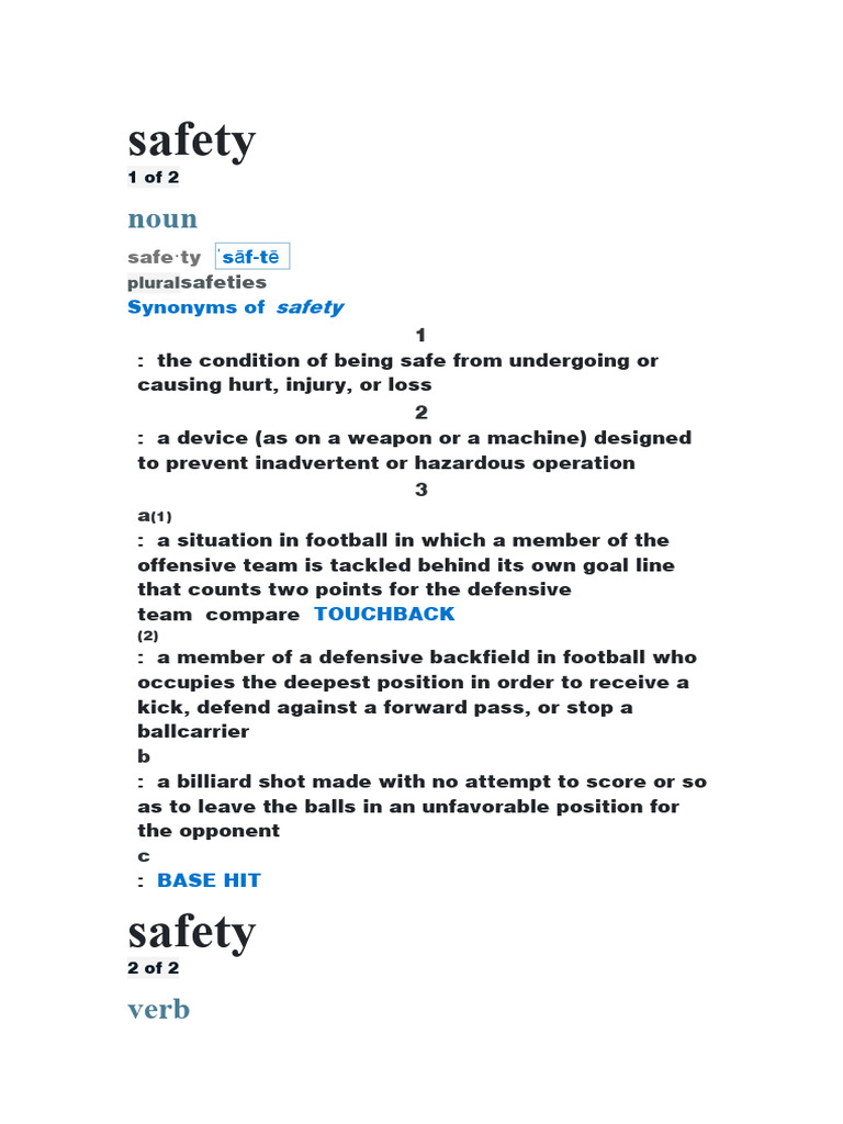 Understanding Safety: Definitions & Uses | PDF | History