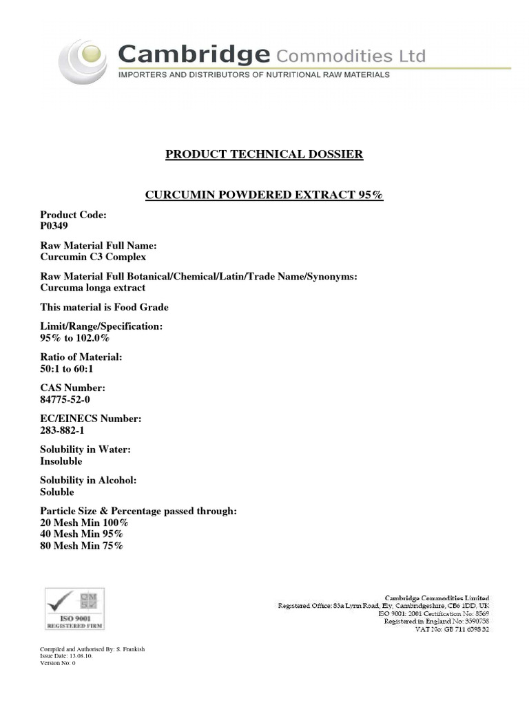 Raw Material Specification Template | PDF