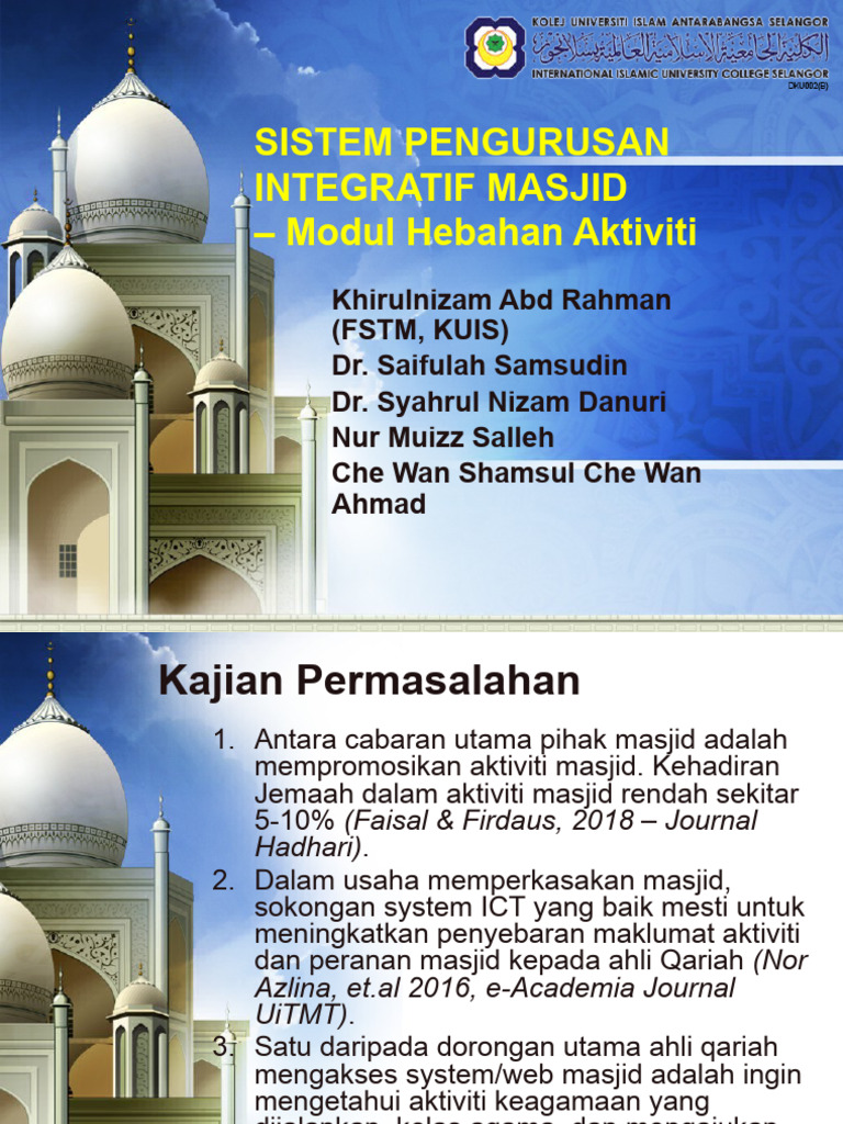 Sistem Pengurusan Integratif Masjid Imaf2019 | PDF
