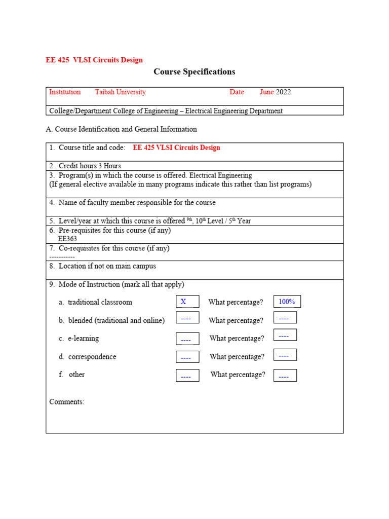 EE 425 VLSI Circuits Design Overview | PDF | Educational Assessment ...