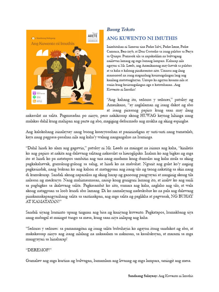 02 Ang Kuwento Ni Imuthis Buong Teksto | PDF