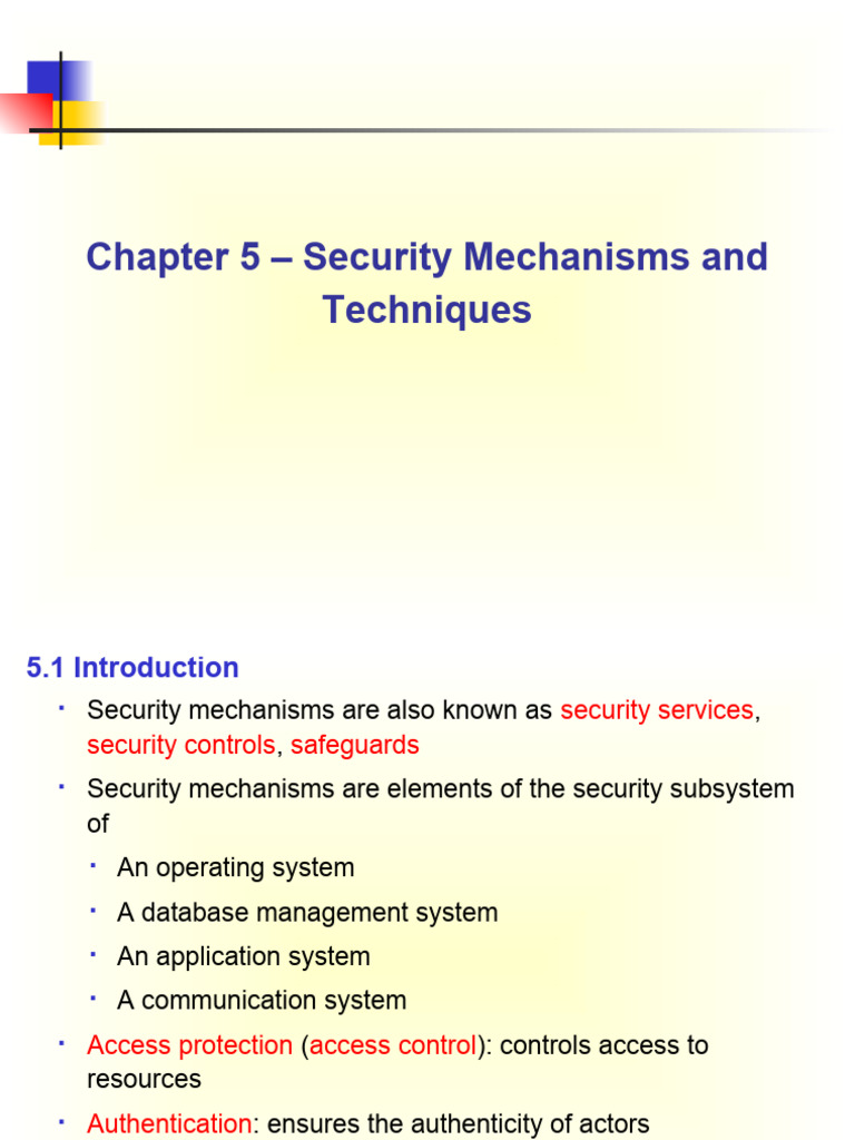 Chapter 5-Security Mechanisms and Techniques | PDF | Computer Access ...