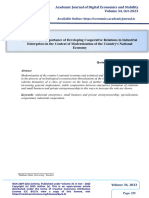 The Economic Importance of Developing Cooperative Relations in Industrial Enterprises in The Context of Modernization of The Country's National Economy