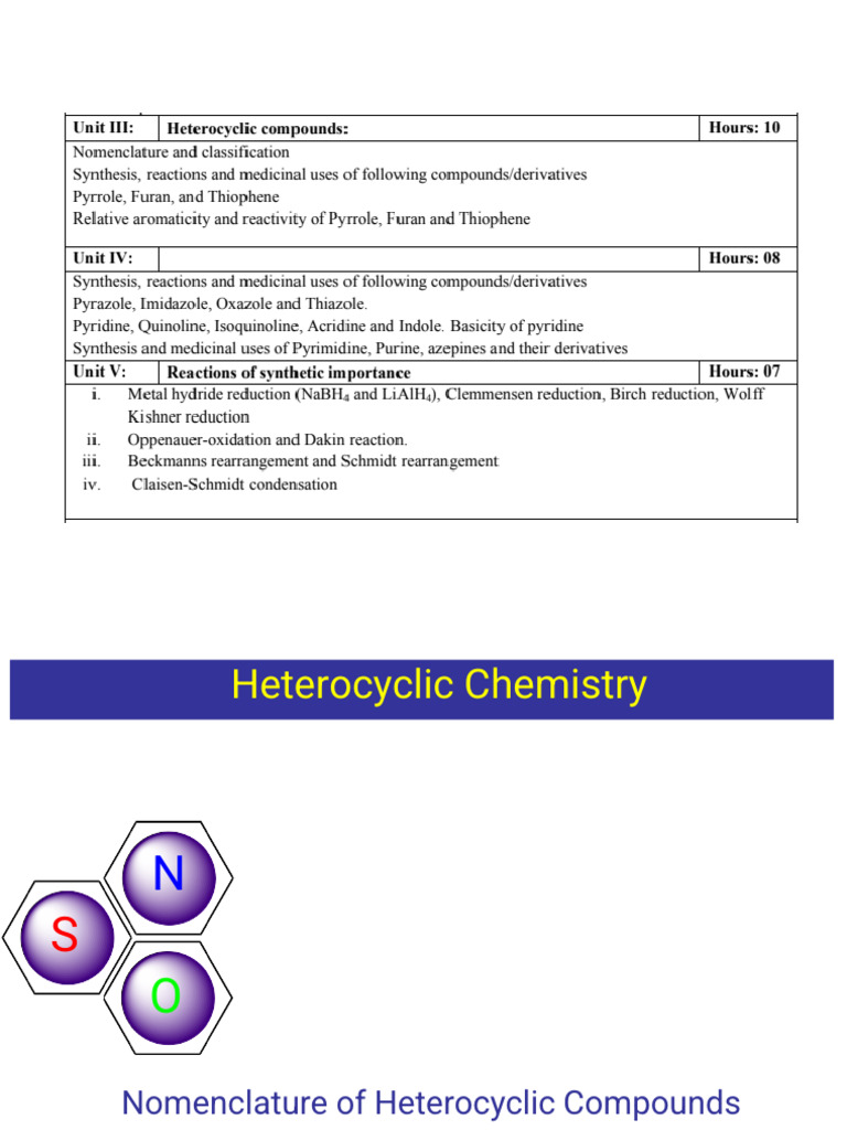 Unit III - Heterocyclic Chemistry | PDF | Heterocyclic Compound ...