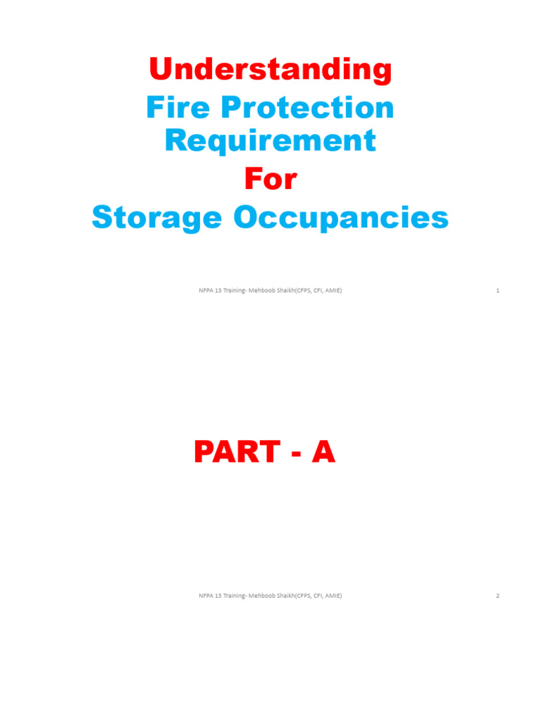 Fire Protection Storage Requirements - PART A | PDF