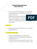 FSA (Financial Statement Analysis) - Eicher Motors LTD
