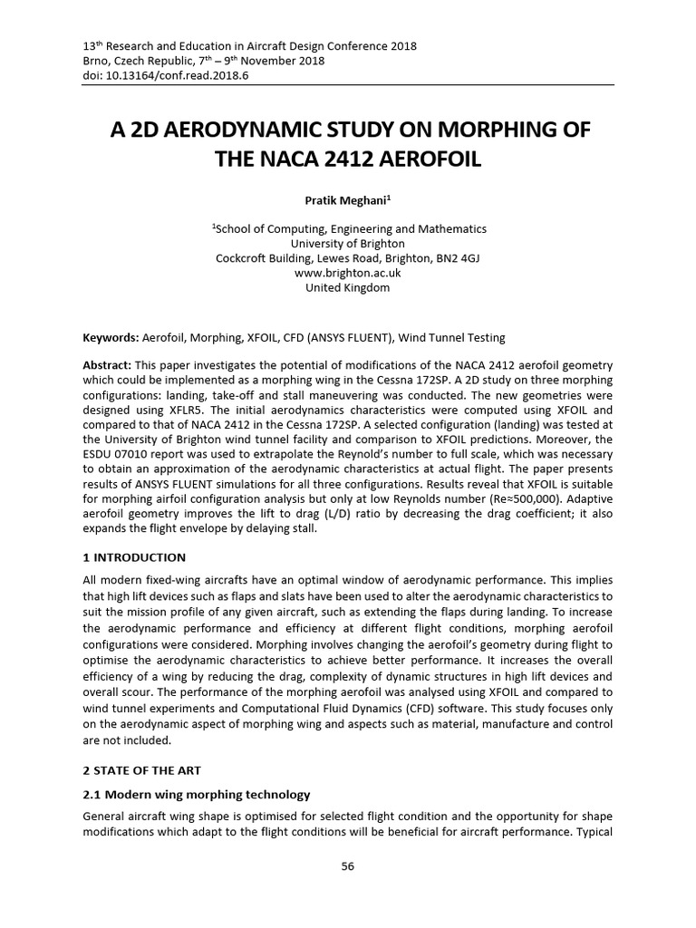 2D Aerodynamic Study of NACA 2412 Morphing | PDF | Boundary Layer | Airfoil