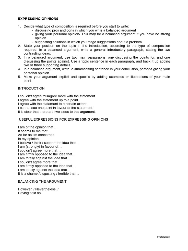 Opinion Essay Structure Guide | PDF