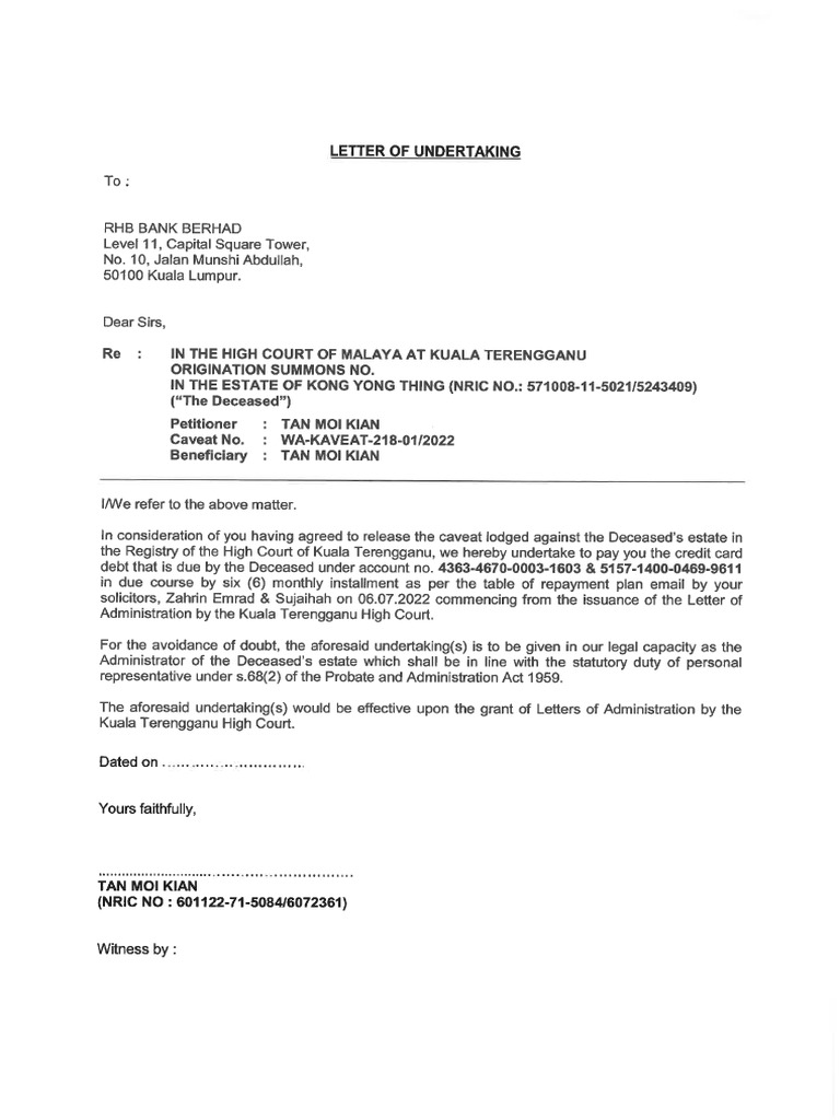 RHB Undertaking | PDF