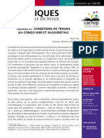 Travail Et Conditons de Travail Au Congo Hier Et Aujourd'hui