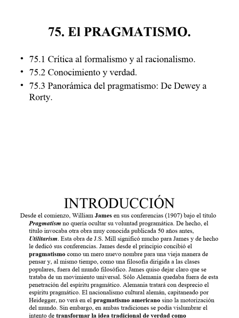 El Pragmatismo | PDF | Filosofía