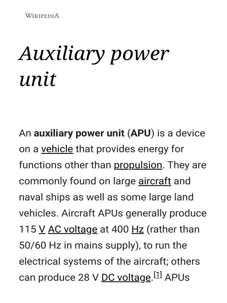 Understanding Auxiliary Power Units | PDF | Mechanical Engineering ...