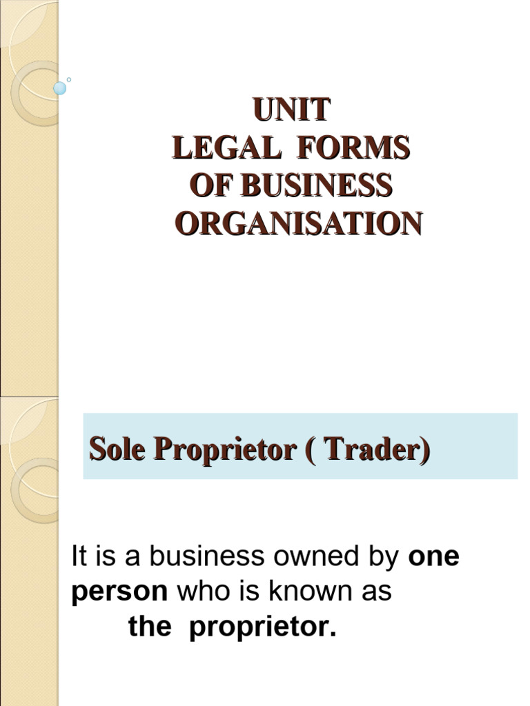 Unit 2 legal forms of business pdf sole proprietorship