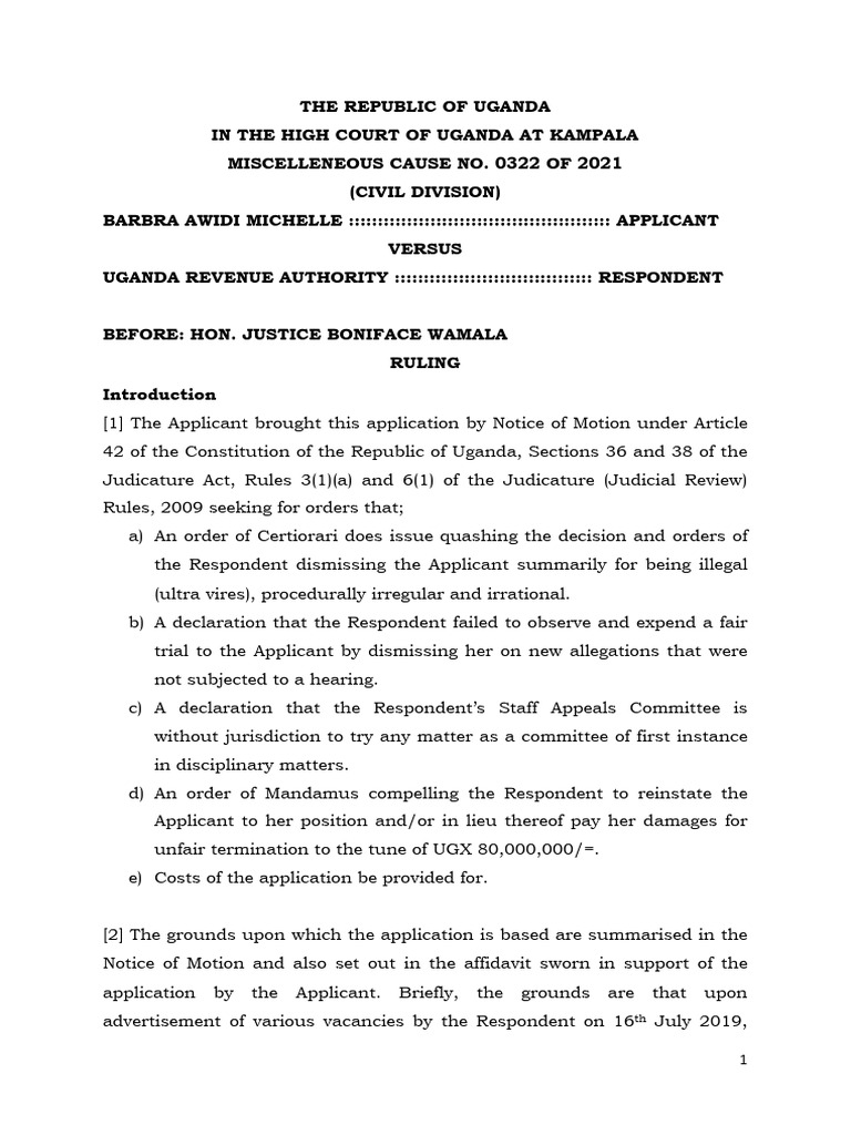 Awidi vs Uganda Revenue Authority Ruling | PDF | Damages | Ethical ...