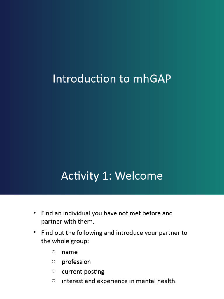 Introduction to mhGAP Training | PDF | Self-Improvement