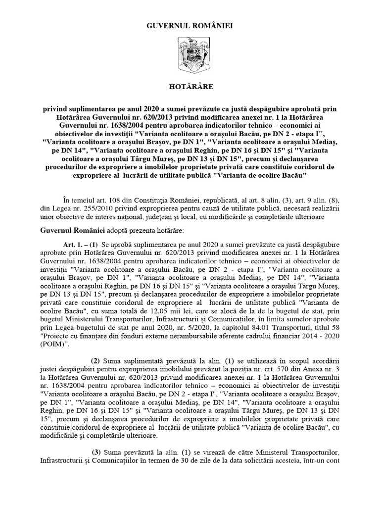 Suplimentare despăgubiri expropriere 2020 | PDF | Finance & Money ...