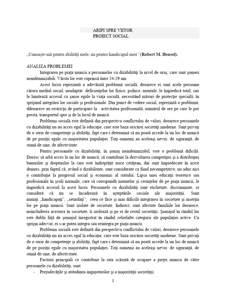 Aripi Spre Viitor - Proiect Social | PDF