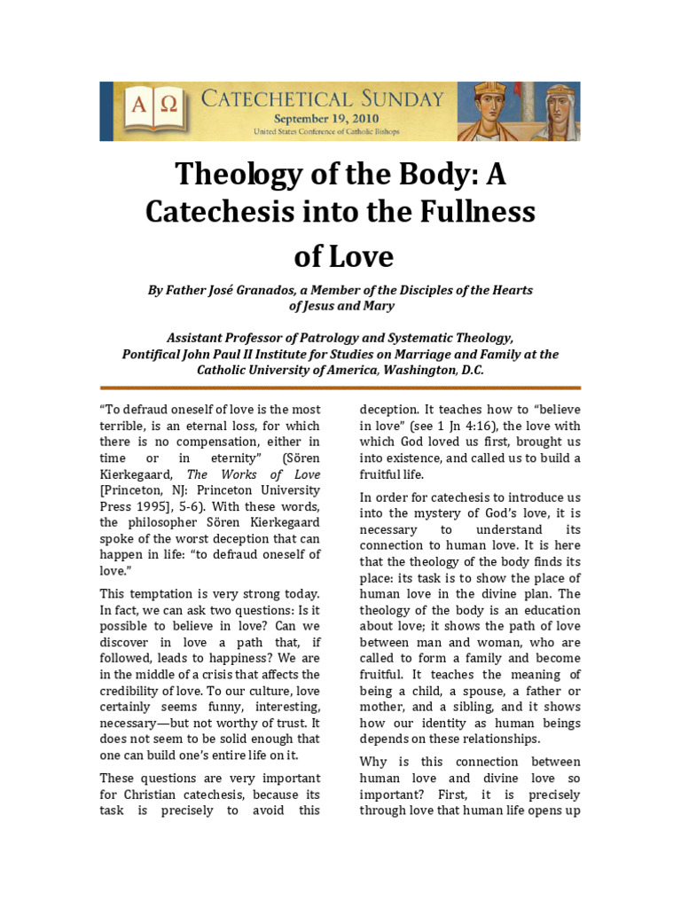 Catechetical Sunday Theology of The Body Download Free PDF Love God