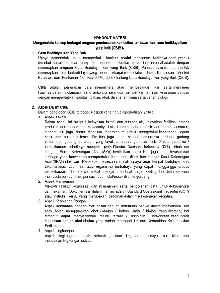 Materi Menerapkan Cara Budidaya Ikan Yang Baik Pdf
