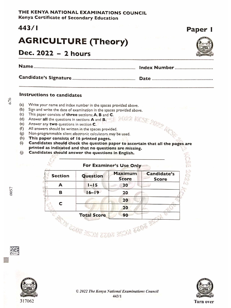 Agric Paper 1 Kcse Revision Pdf
