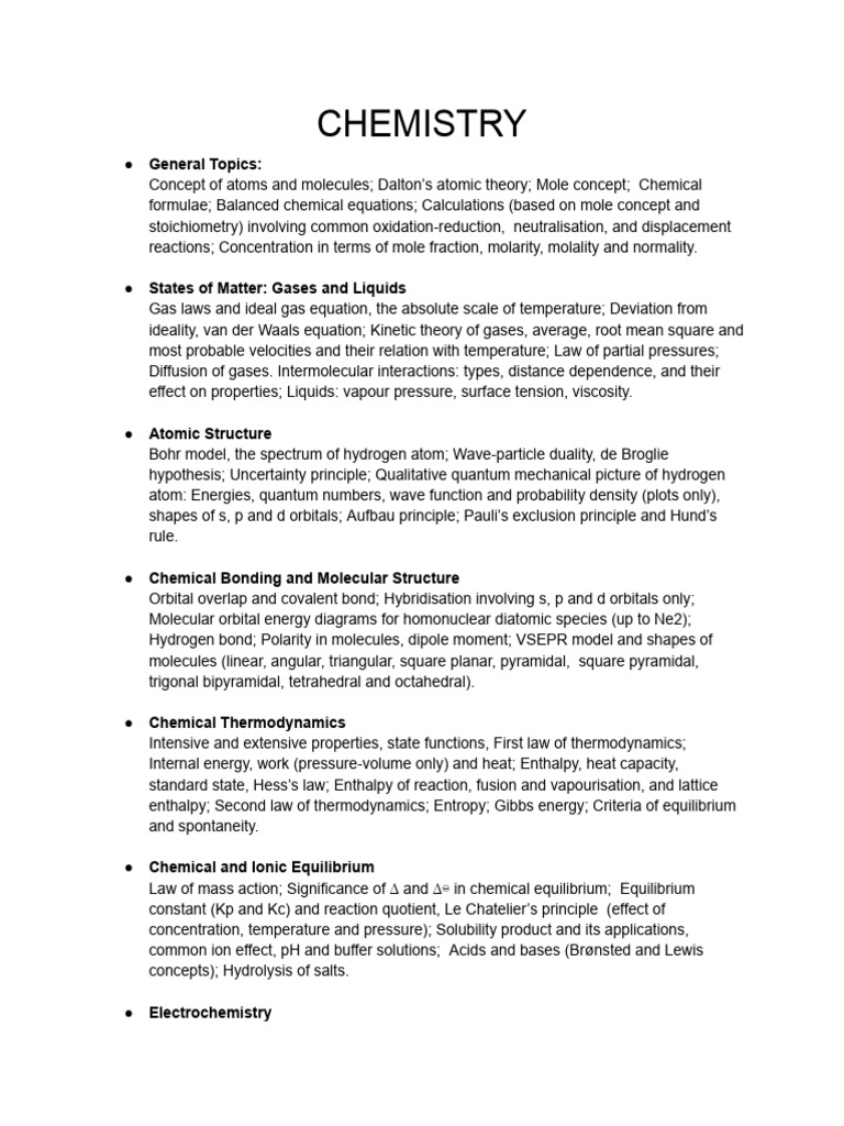 Key Topics in Chemistry Overview | PDF | Science & Mathematics