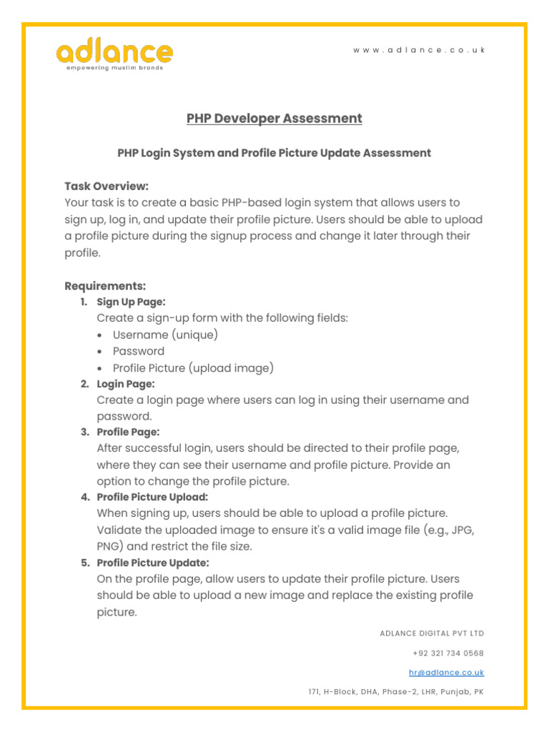 PHP Login System Assessment Guide | PDF | User (Computing) | Password