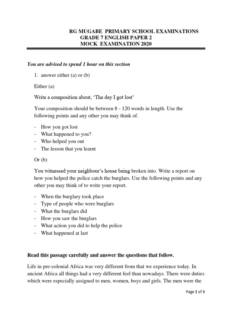 GRADE7ENGLISHPAPER2PP7B PDF Burglary