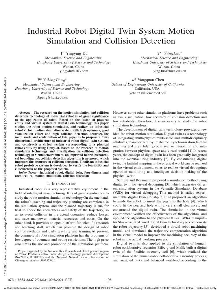 Industrial Robot Digital Twin System Motion Simulation and Collision ...