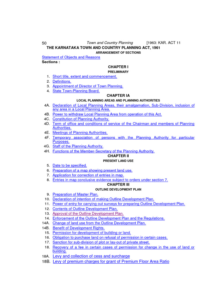 The Karnataka Town and Country Planning Act, 1961 PDF Bill (Law) Agriculture