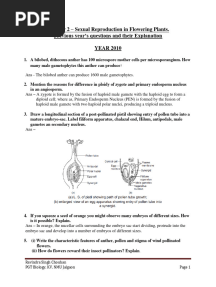 Sexual Reproduction in Flowering Plants Pyq