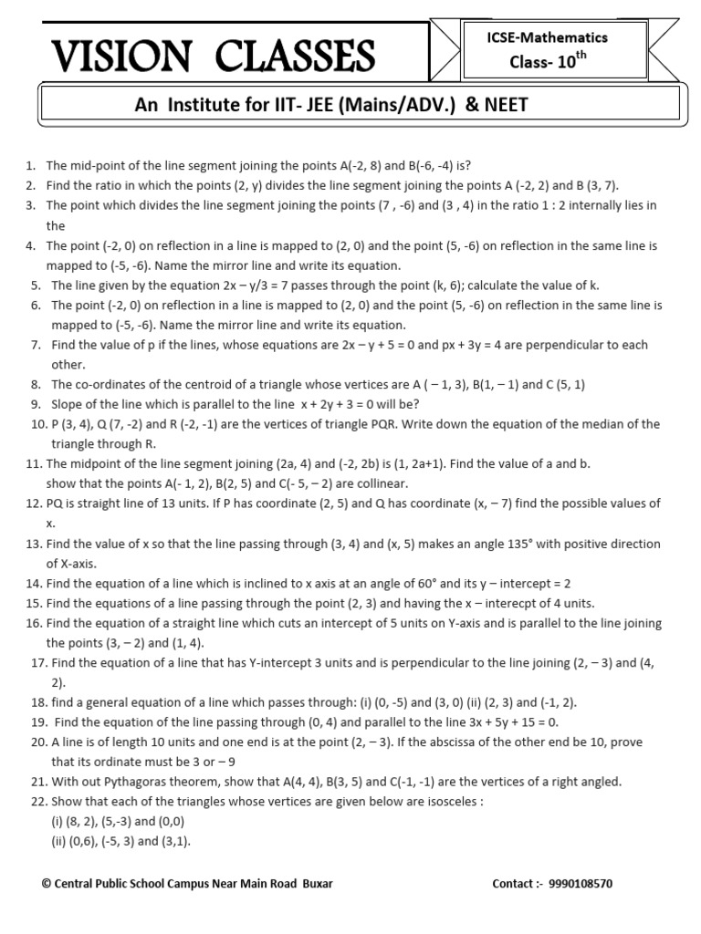 Coordinate Geometry Pdf Line Geometry Triangle