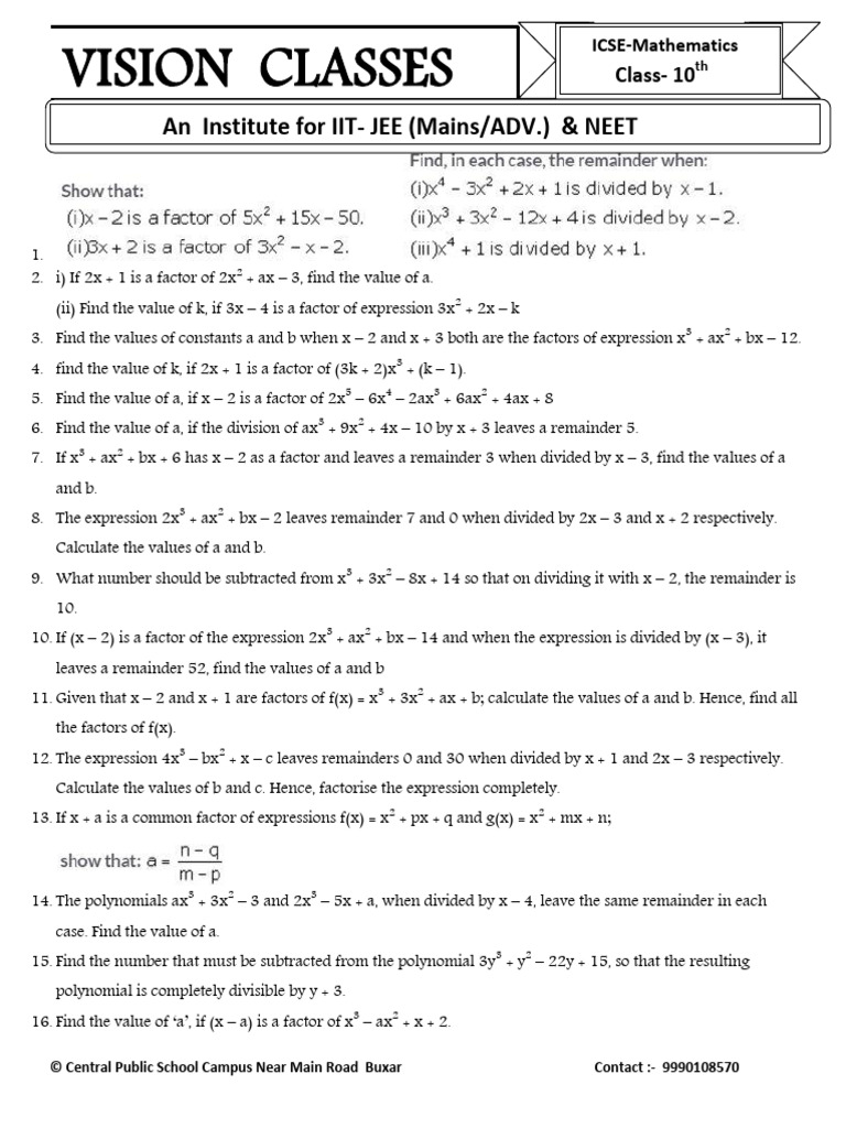 Factor theorem pdf