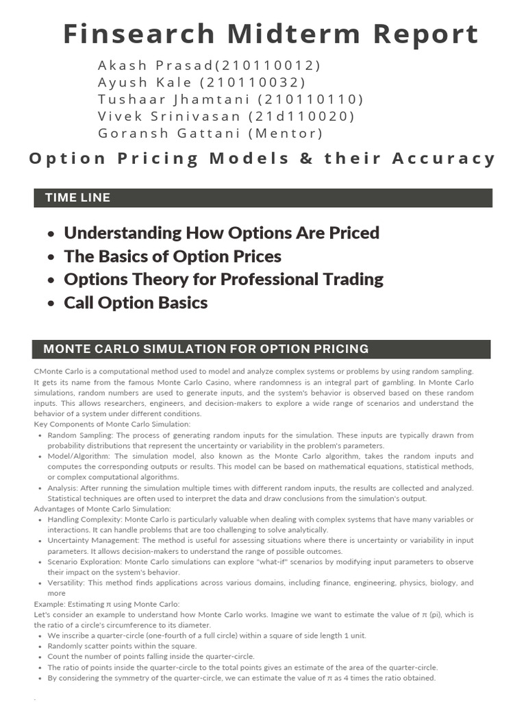 Options Pricing Models Overview | PDF | Black–Scholes Model | Option ...