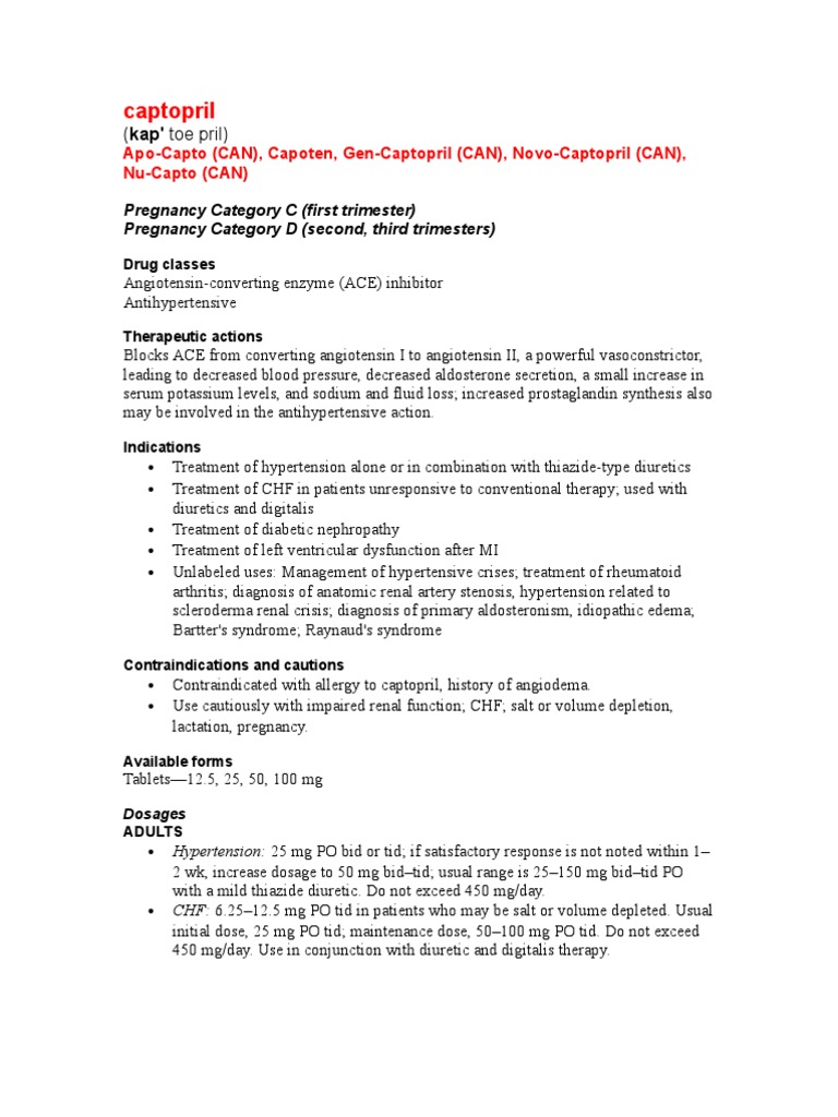 Captopril PDF Medical Specialties Clinical Medicine