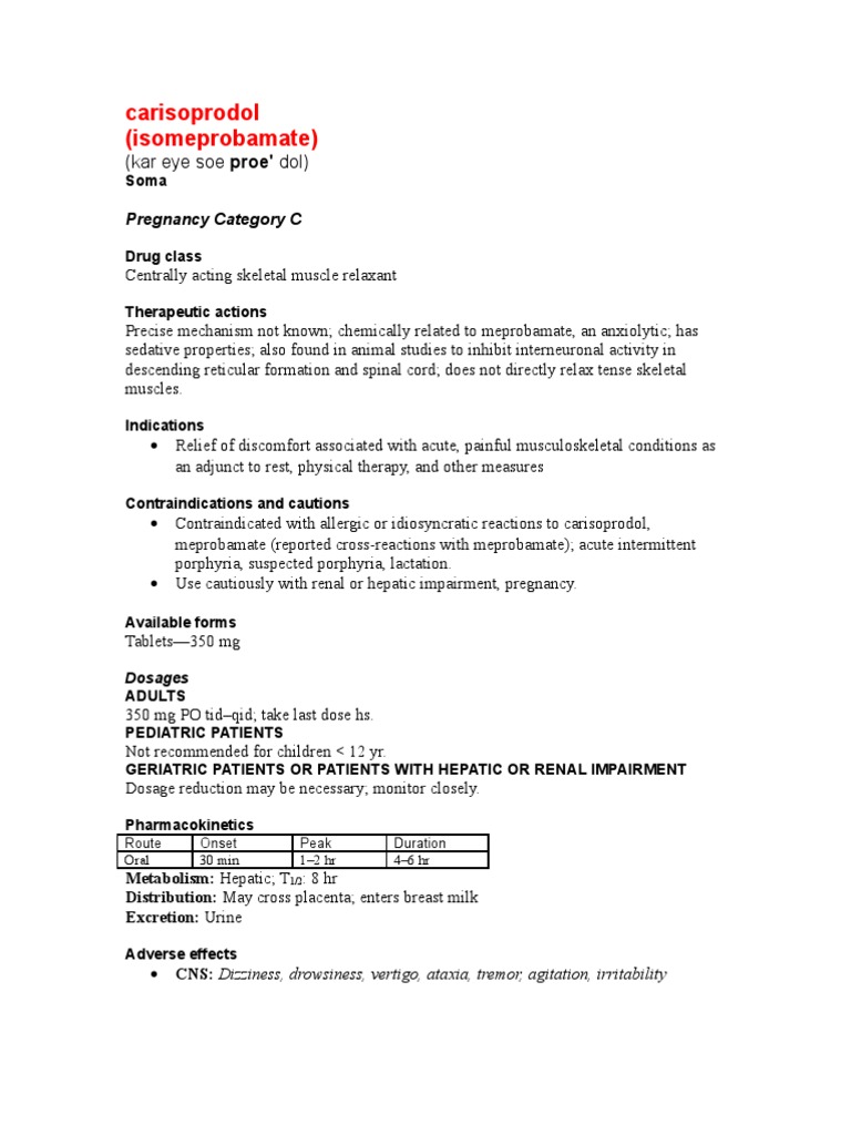 Carisoprodol Pdf Adverse Effect Drugs
