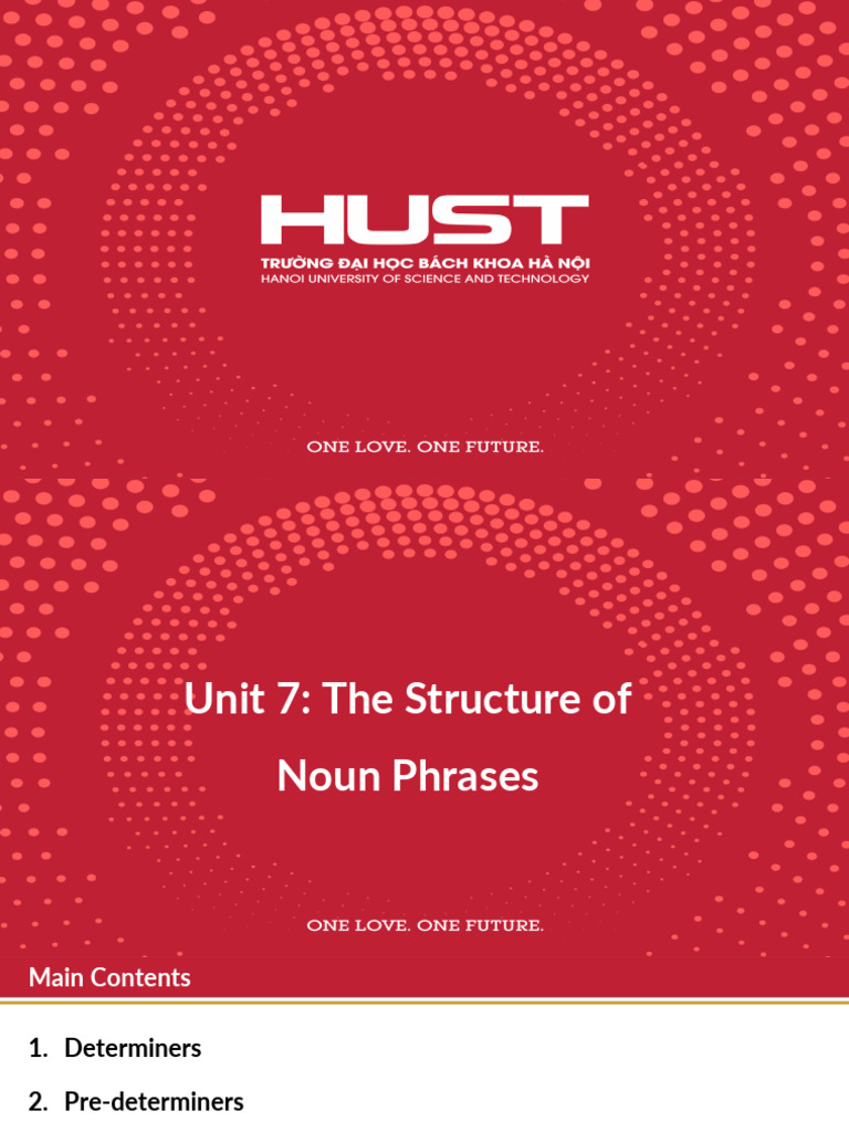 Unit 7 - The Structure of Noun Phrases | PDF | Adjective | Phrase