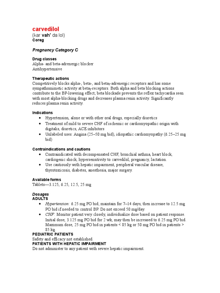 carvedilol Heart Failure Pharmacology