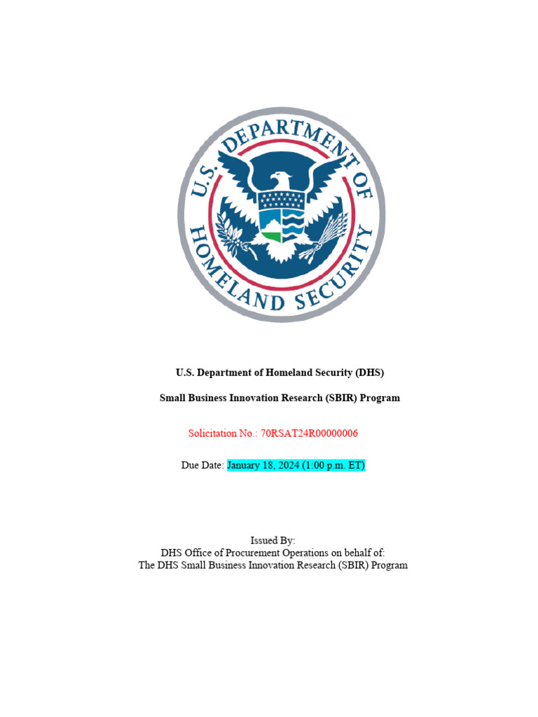 DHS SBIR Program for Small Businesses | PDF | Intellectual Property ...