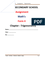 Math's Tirgonometry Assignment