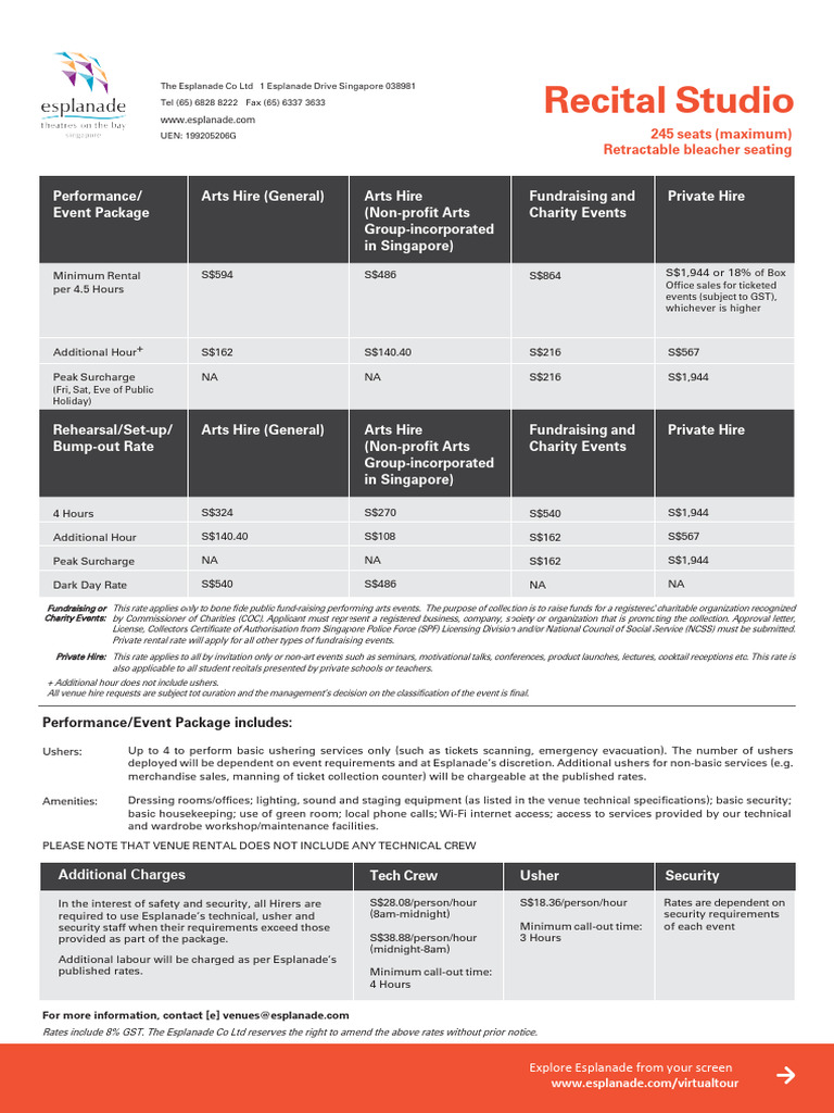 esplanaderecitalstudiorentalrates2023 PDF Charitable