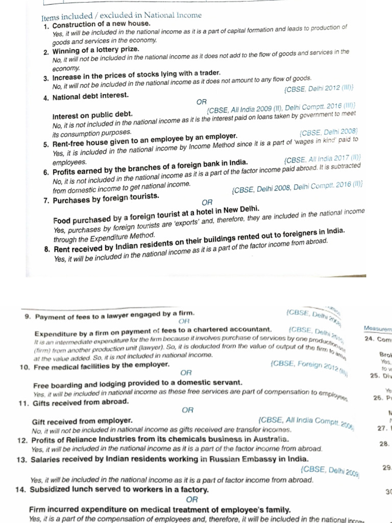 National Income (Items Included & Excluded in National Income) | PDF