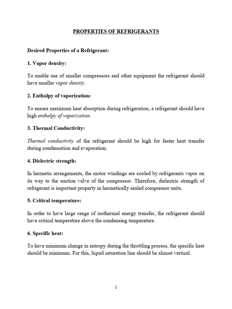Propertiesofrefrigerants PDF