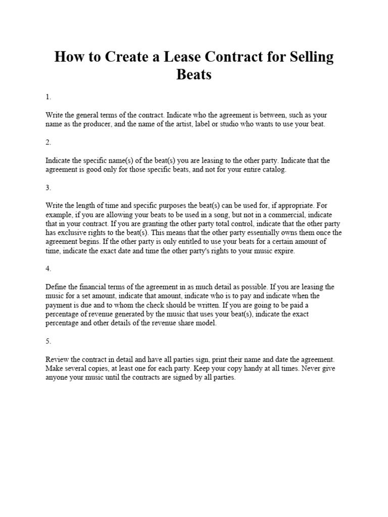 Beat Lease Contract Creation Guide | PDF | License | Lease