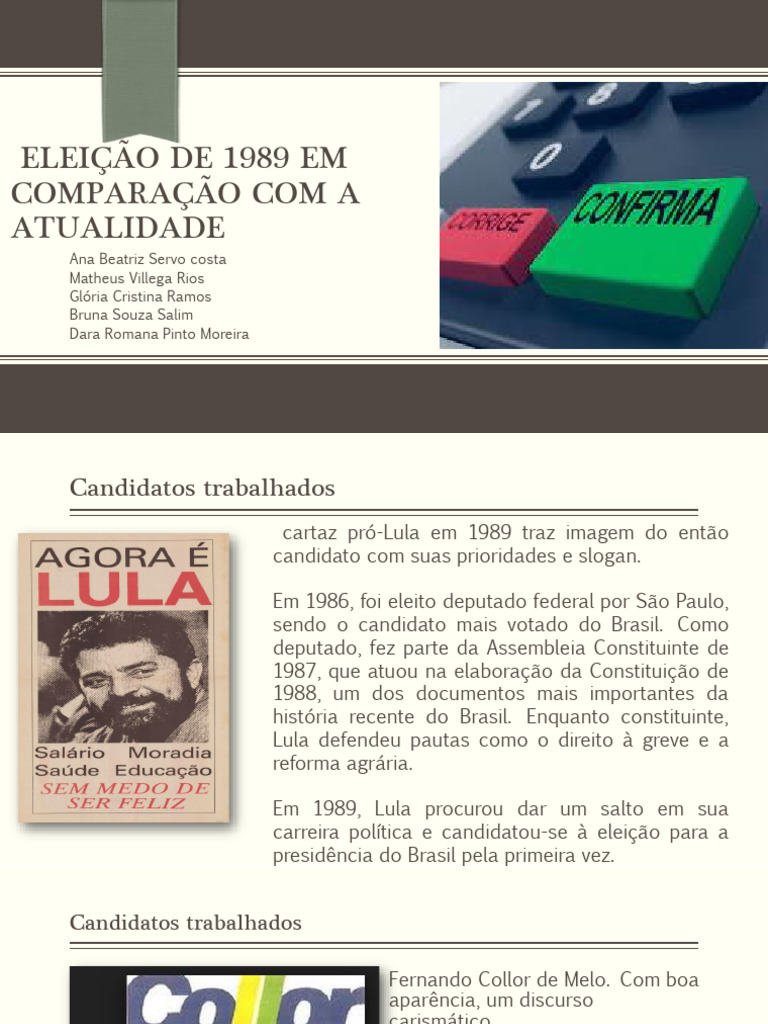Eleição de 1989: Comparações e Lições | PDF | Luiz Inácio Lula da Silva ...