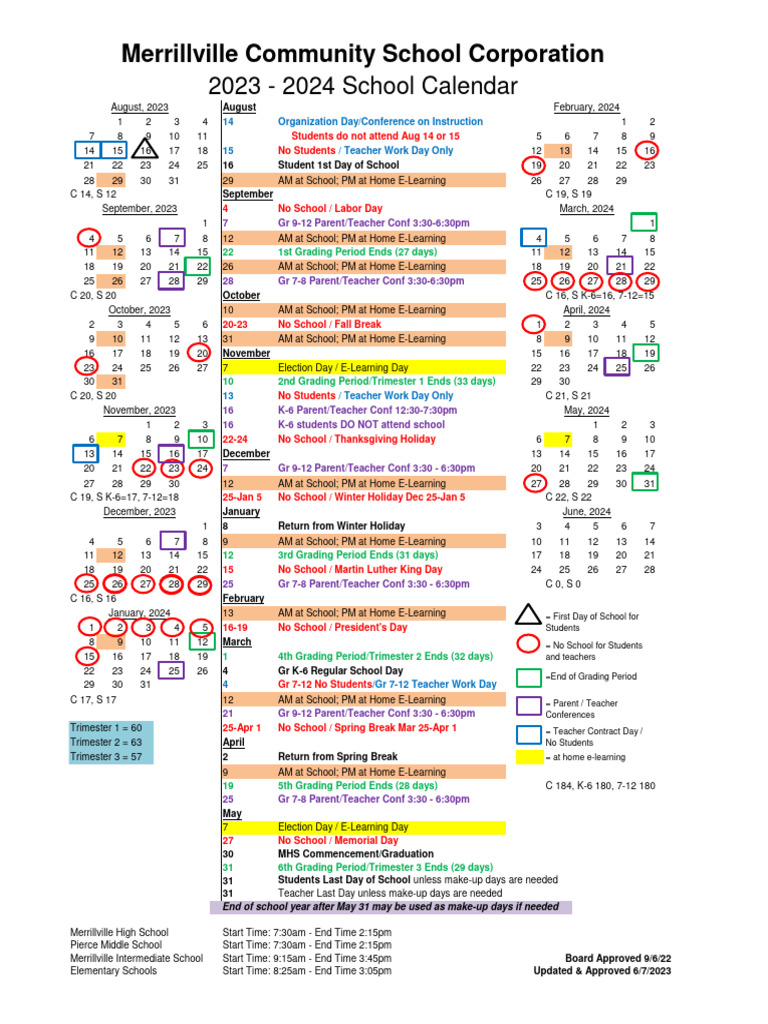 2023 2024 School Calendar Vs 2023 06 07 PDF Educational Stages