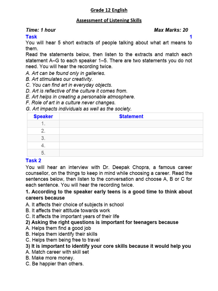 GR 12 ASL Eng Worksheet | PDF | Disciplines | Human Communication