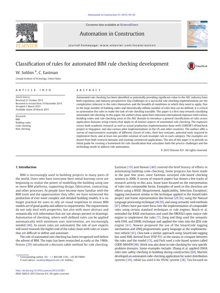 2015 - Solihin - Classification of Rules For Automated BIM Rule ...