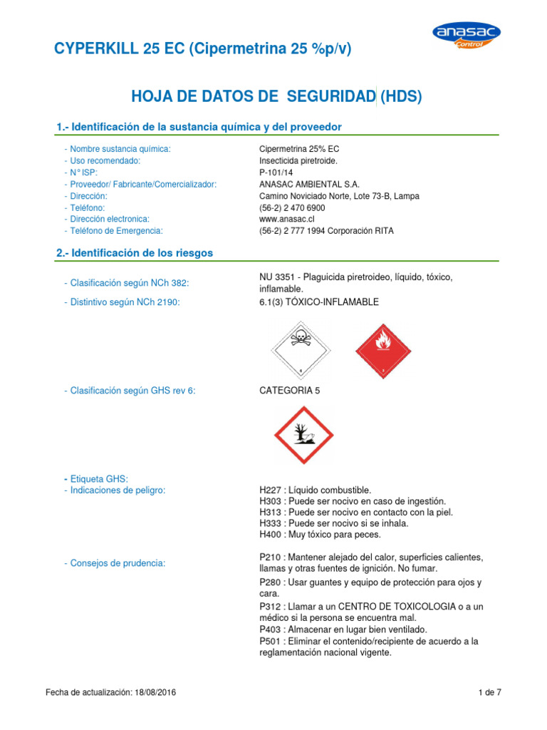Insecticida Cyperkill 25 EC: Usos y Riesgos | PDF | Agua | Hidrógeno
